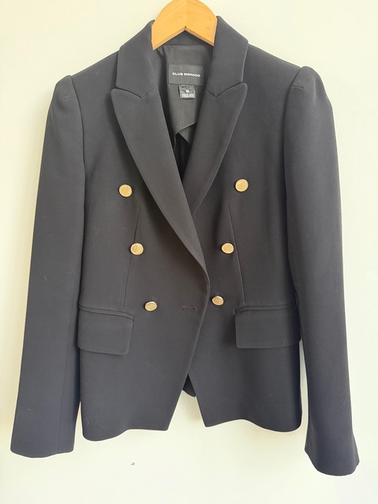 Club Monaco Jackets & Blazers - Club Monaco Black Double-Breasted Blazer with Gold Buttons